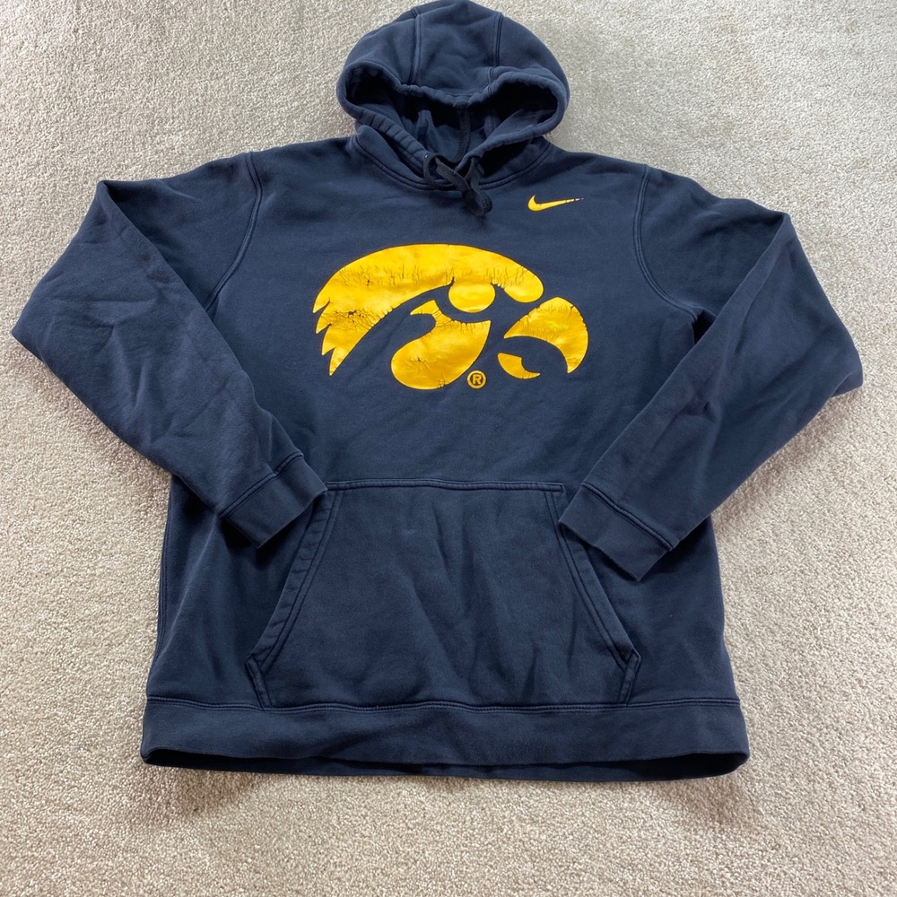 Nike Sweatshirt Mens Medium Iowa Hawkeyes Pullover Hoodie Navy Yellow NCAA